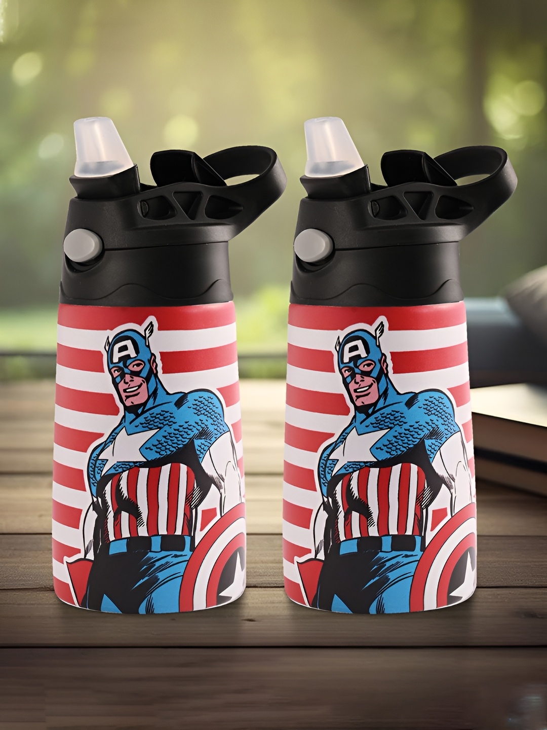 

Kuber Industries Red 2 Pieces Marvel Captain America Stainless Steel Sippers 350ml Each