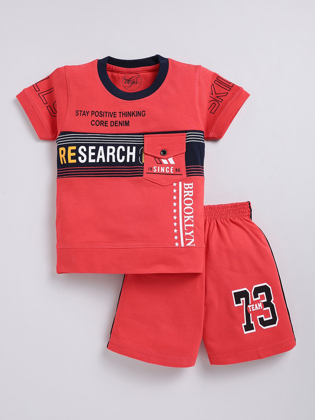 

Zeal Boys Printed T-shirt with Shorts, Red