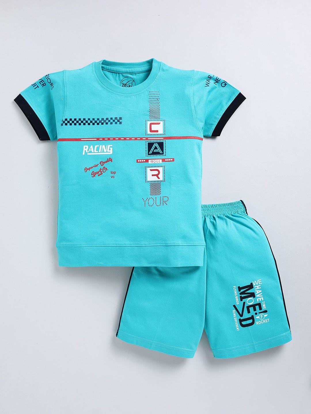 

Zeal Boys Printed T-shirt with Shorts, Blue