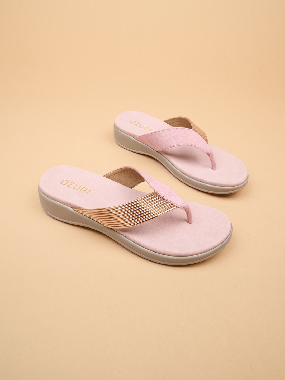 

Ozuri Striped Comfort Heel Sandals, Peach