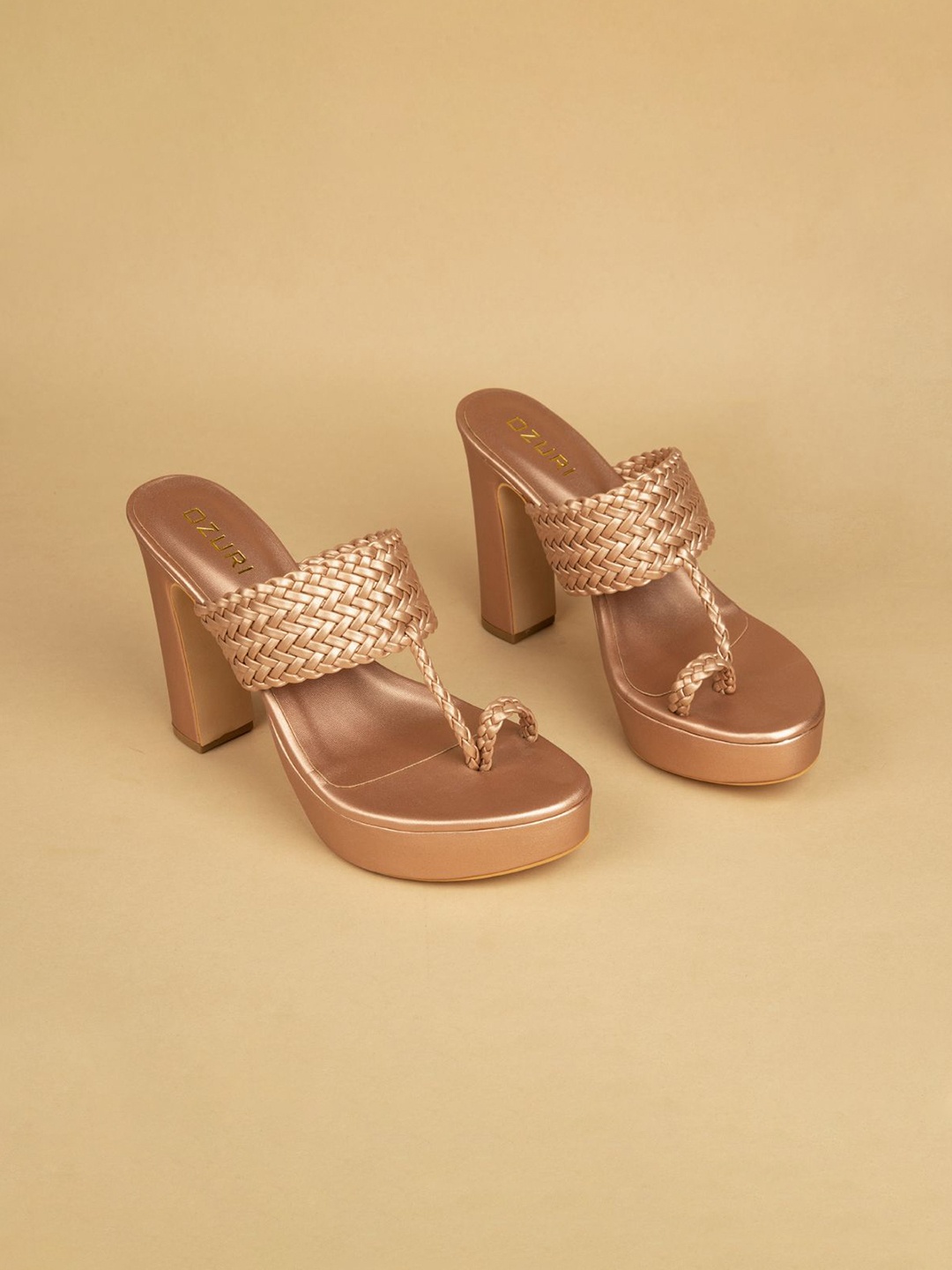 

Ozuri Textured Synthetic Block Heel Sandals, Rose