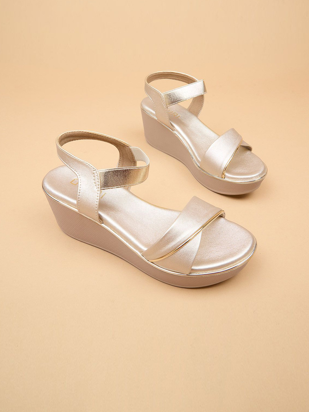 

Ozuri Open Toe Wedge Heel Sandals, Gold