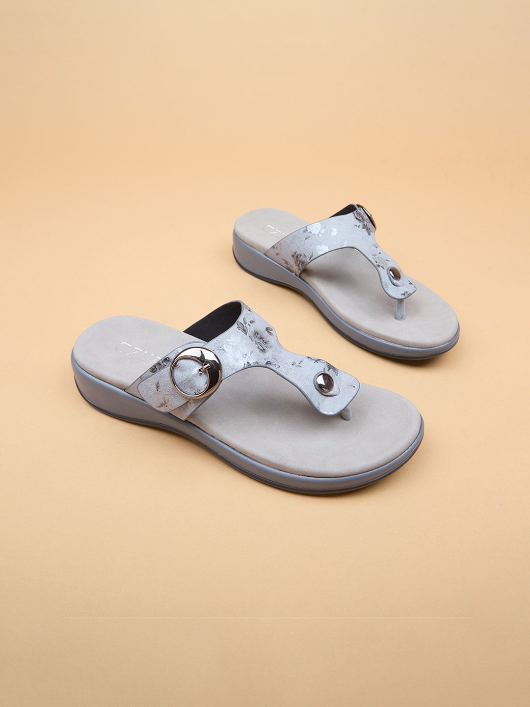 

Ozuri Printed Suede Comfort Heel Sandals, Grey
