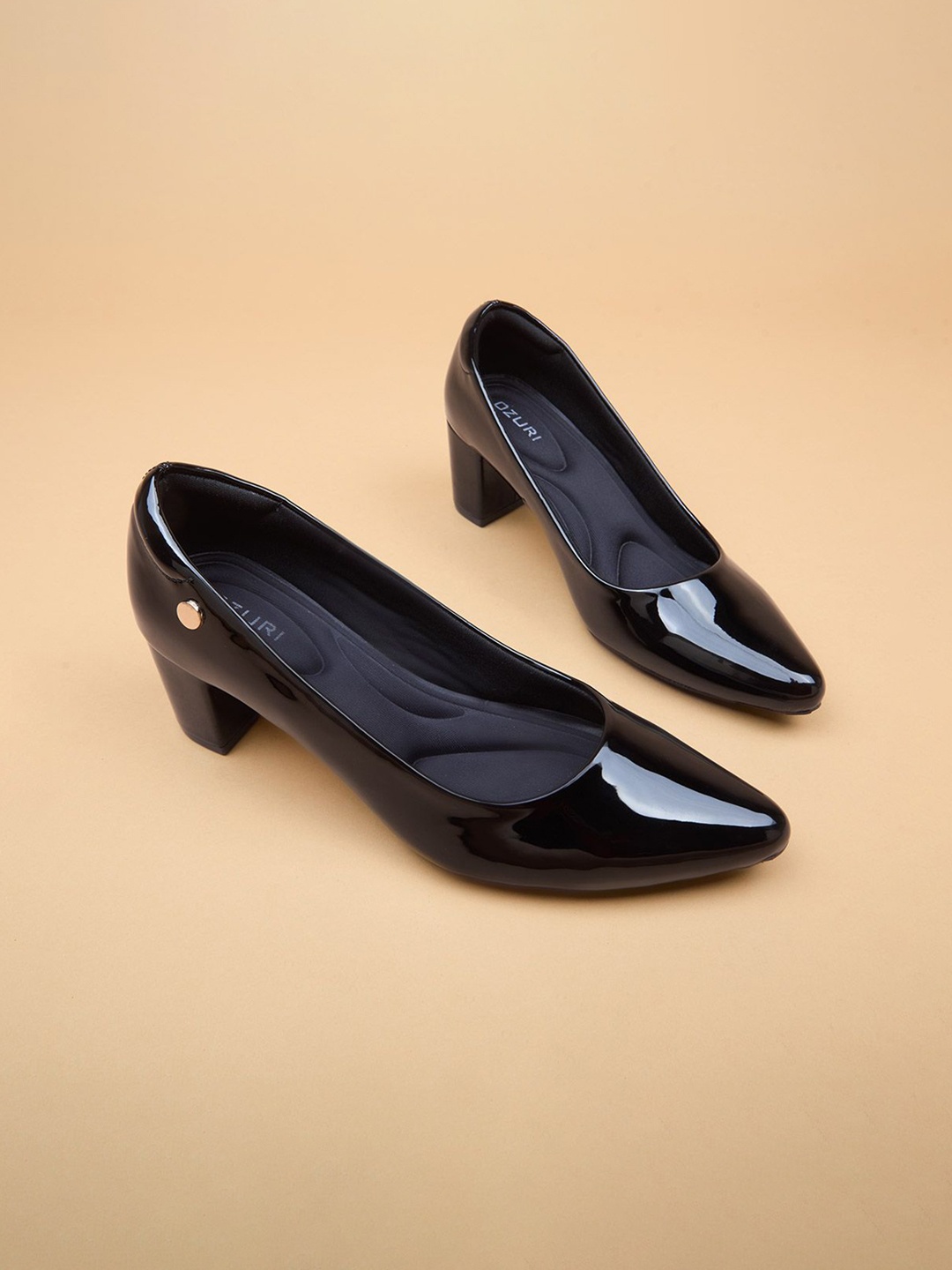 

Ozuri Leather Block Heel Pumps, Black