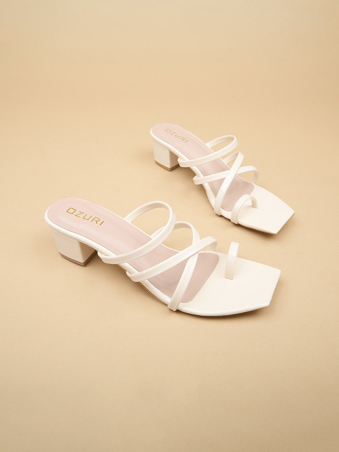 

Ozuri Solid Block Heel Sandals, Beige