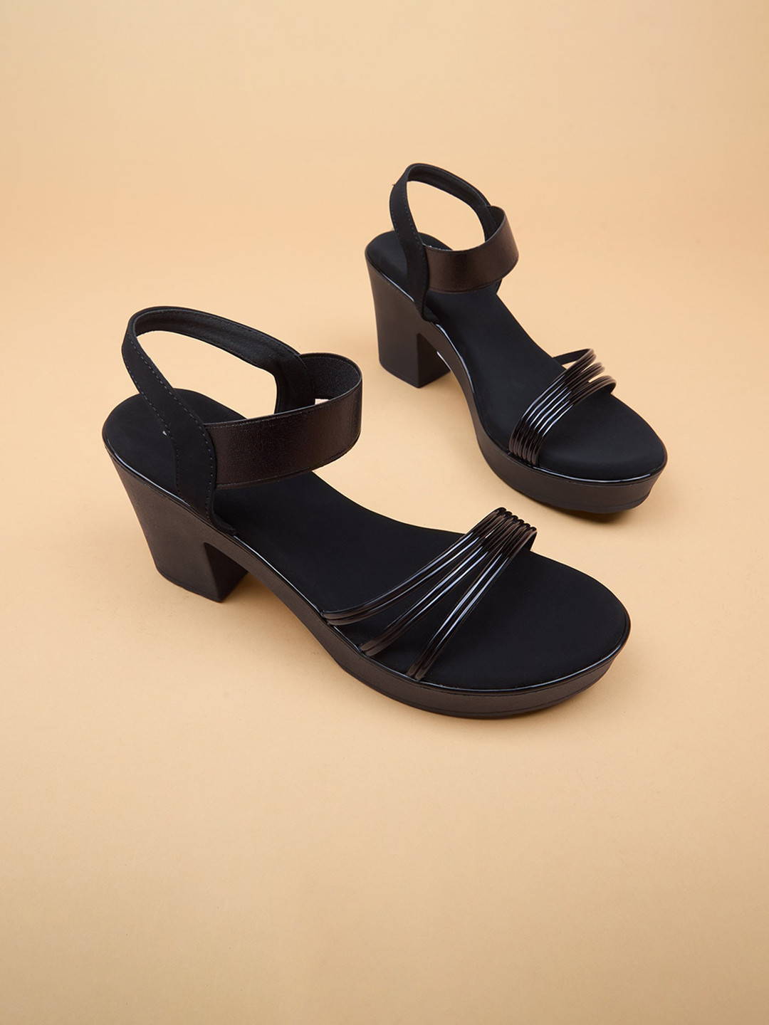 

Ozuri Block Heel Sandals With Backstrap, Black