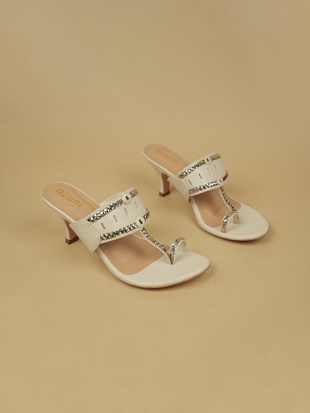 

Ozuri Women Embellished Block Heels Sandals, Beige