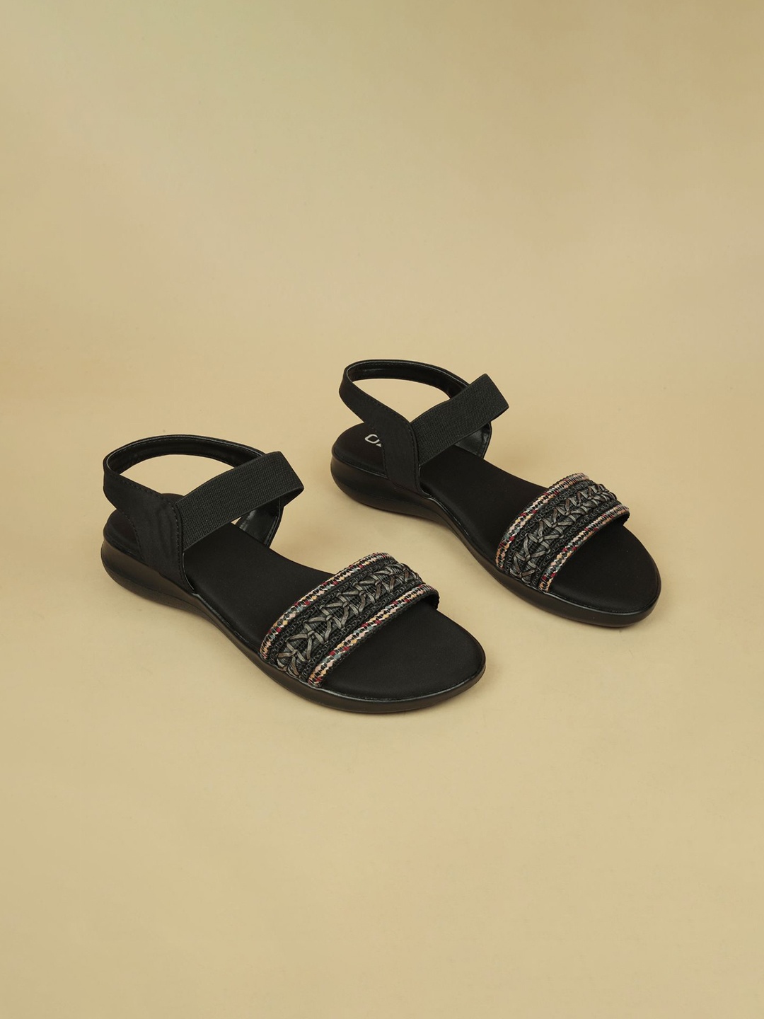 

Ozuri Synthetic Comfort Heel Sandals, Black