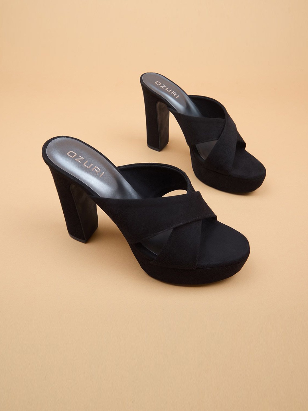 

Ozuri Open Toe Block Heel Sandal, Black