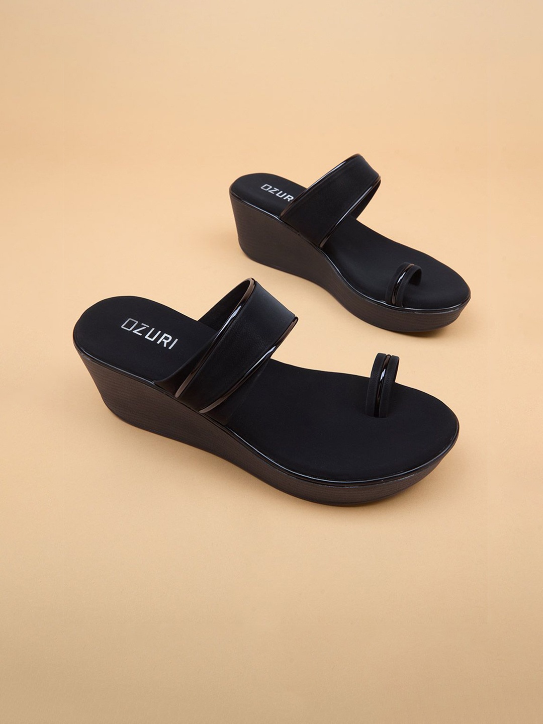 

Ozuri Synthetic Wedge Heel Sandals, Black