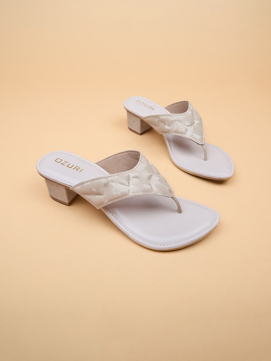 

Ozuri Synthetic Block Heel Sandals, Beige
