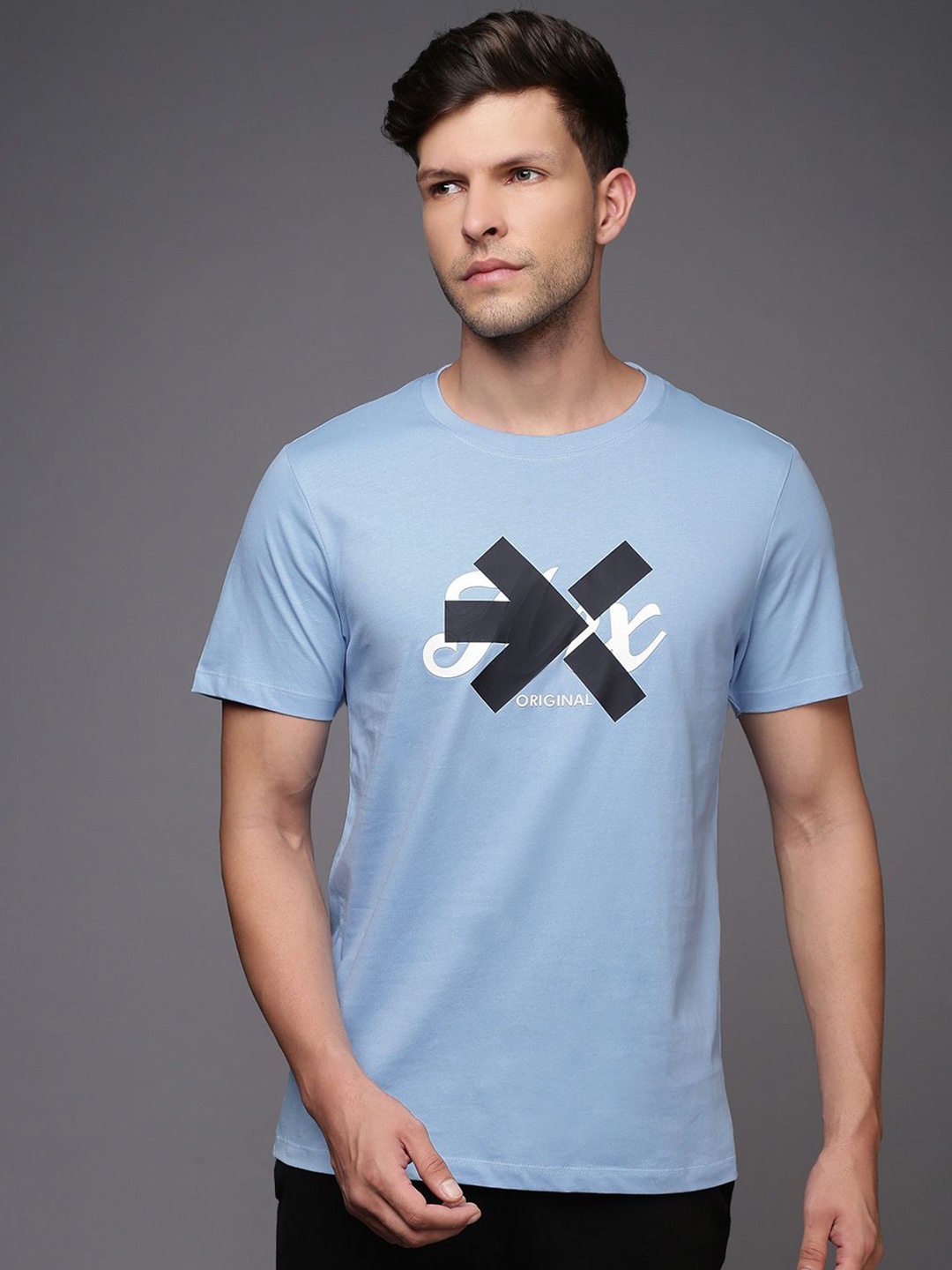 

HRX by Hrithik Roshan Men Typography Printed Round Neck Applique T-shirt, Blue