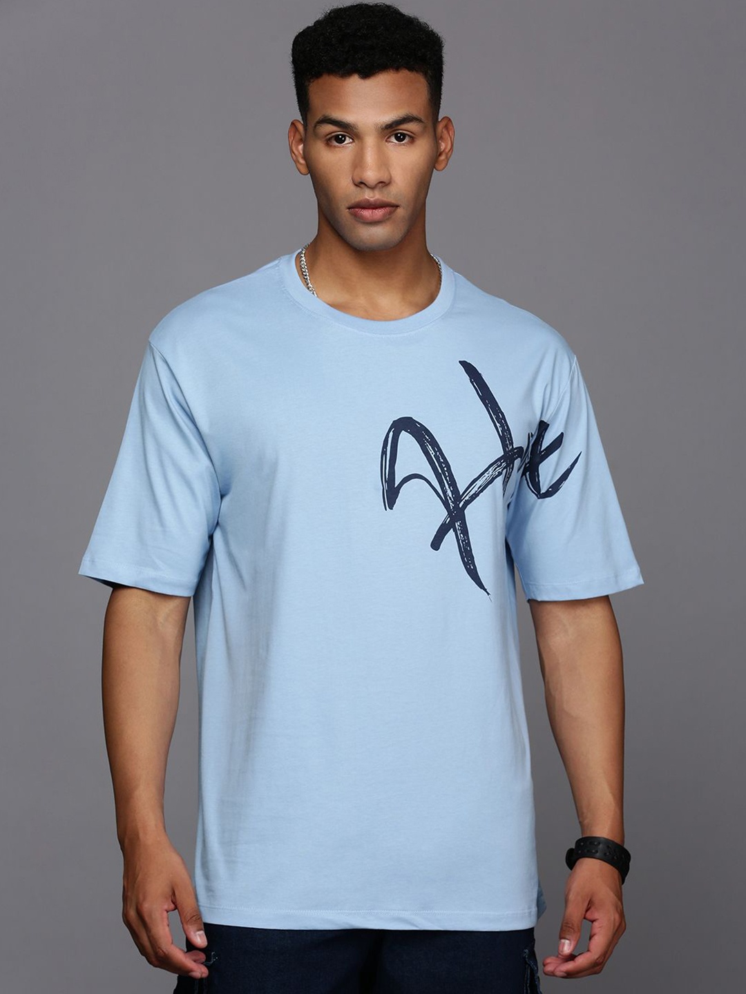 HRX by Hrithik Roshan Men Typography Printed Round Neck T-shirt, Blue