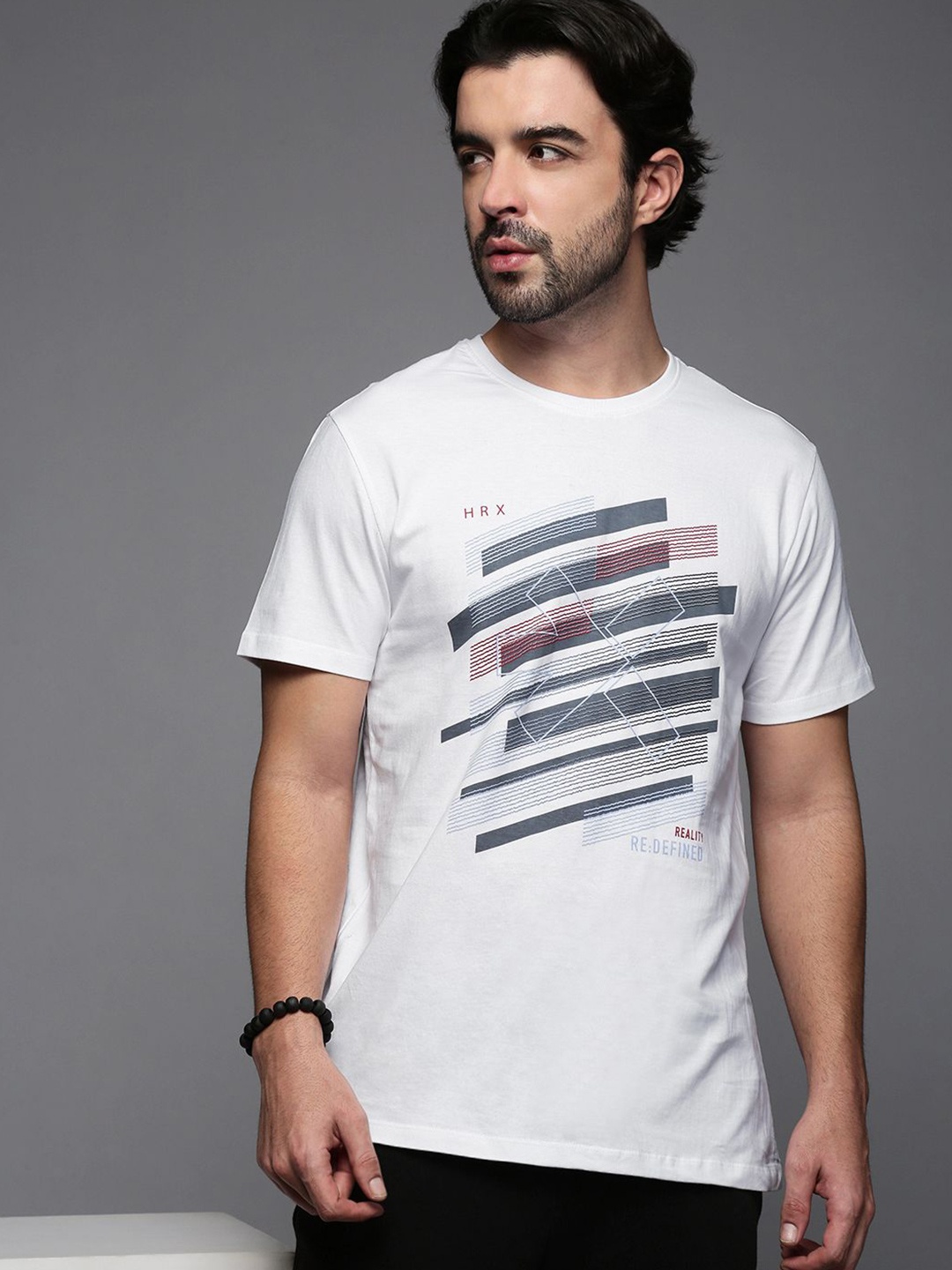 

HRX by Hrithik Roshan Men Abstract Printed Round Neck T-shirt, White