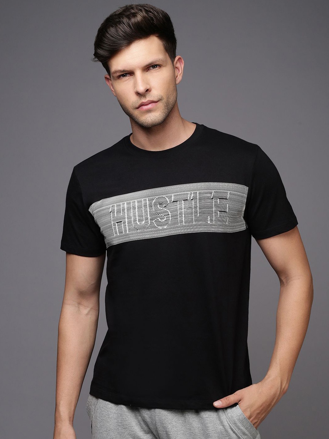 HRX by Hrithik Roshan Men Typography Printed Round Neck T-shirt, Black
