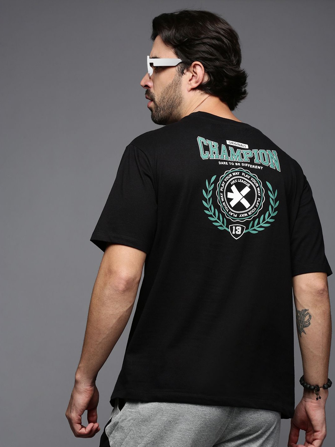 HRX by Hrithik Roshan Men Typography Printed Round Neck T-shirt, Black
