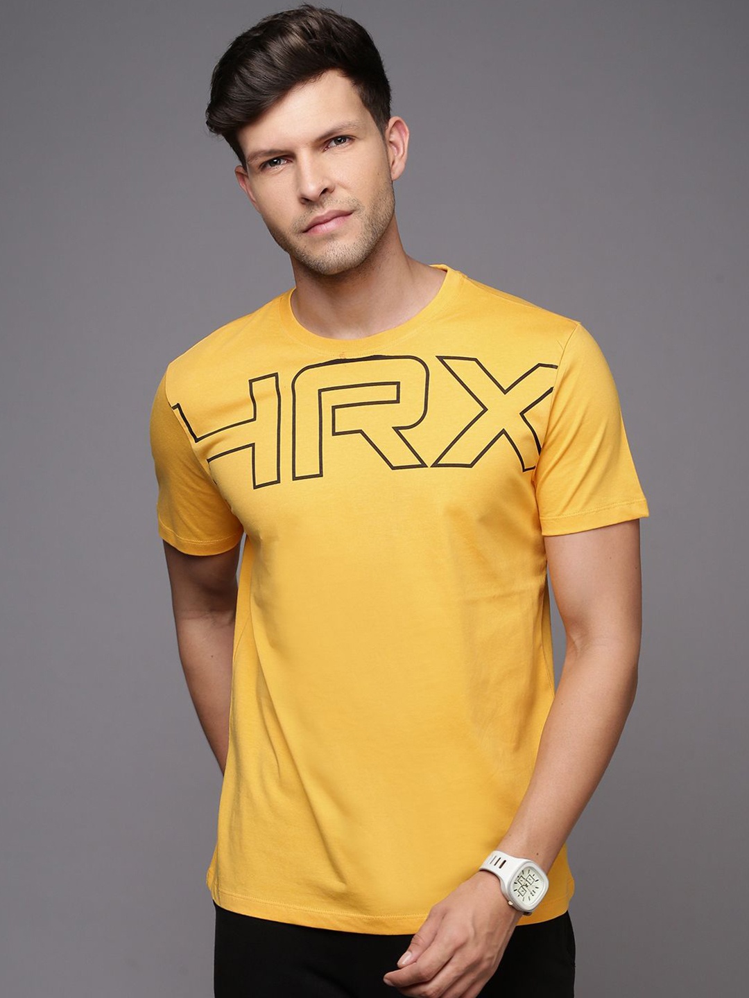 

HRX by Hrithik Roshan Men Typography Printed Round Neck T-shirt, Yellow