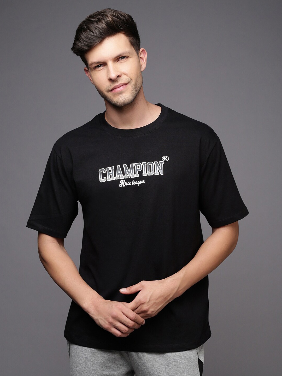 

HRX by Hrithik Roshan Men Typography Printed Round Neck T-shirt, Black