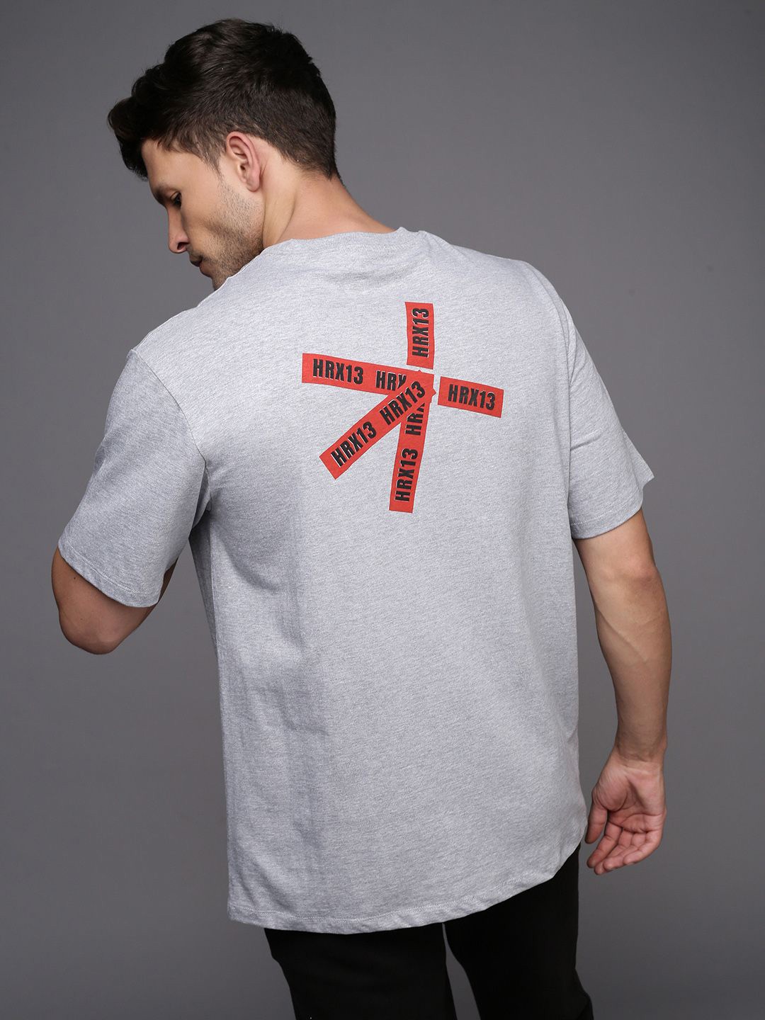 

HRX by Hrithik Roshan Men Typography Printed Round Neck T-shirt, Grey melange