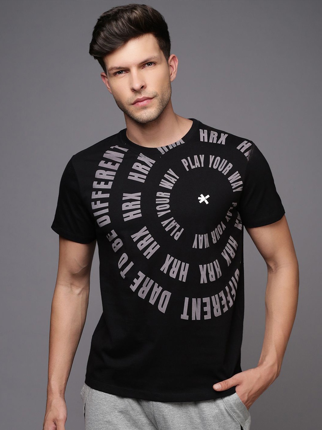 

HRX by Hrithik Roshan Men Typography Printed Round Neck T-shirt, Black