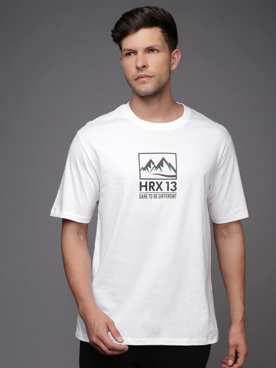 HRX by Hrithik Roshan Men Typography Printed Round Neck T-shirt, White