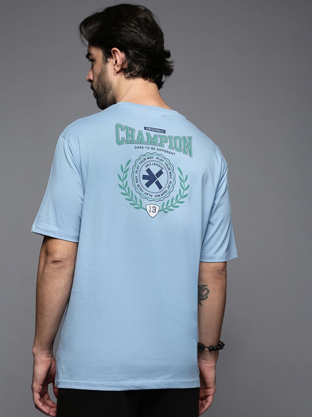 

HRX by Hrithik Roshan Men Typography Printed Round Neck T-shirt, Blue