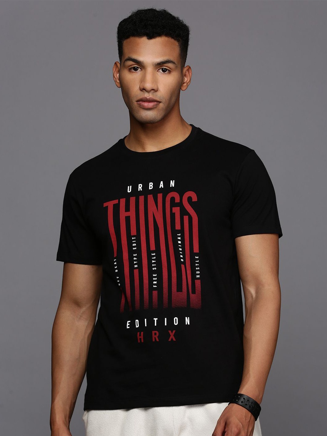 

HRX by Hrithik Roshan Men Typography Printed Round Neck T-shirt, Black