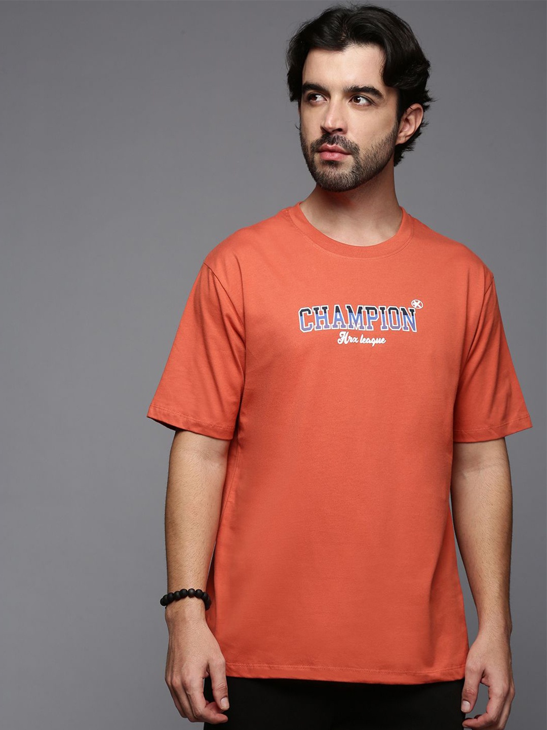 

HRX by Hrithik Roshan Men Typography Printed Relaxed Fit Round Neck T-shirt, Rust