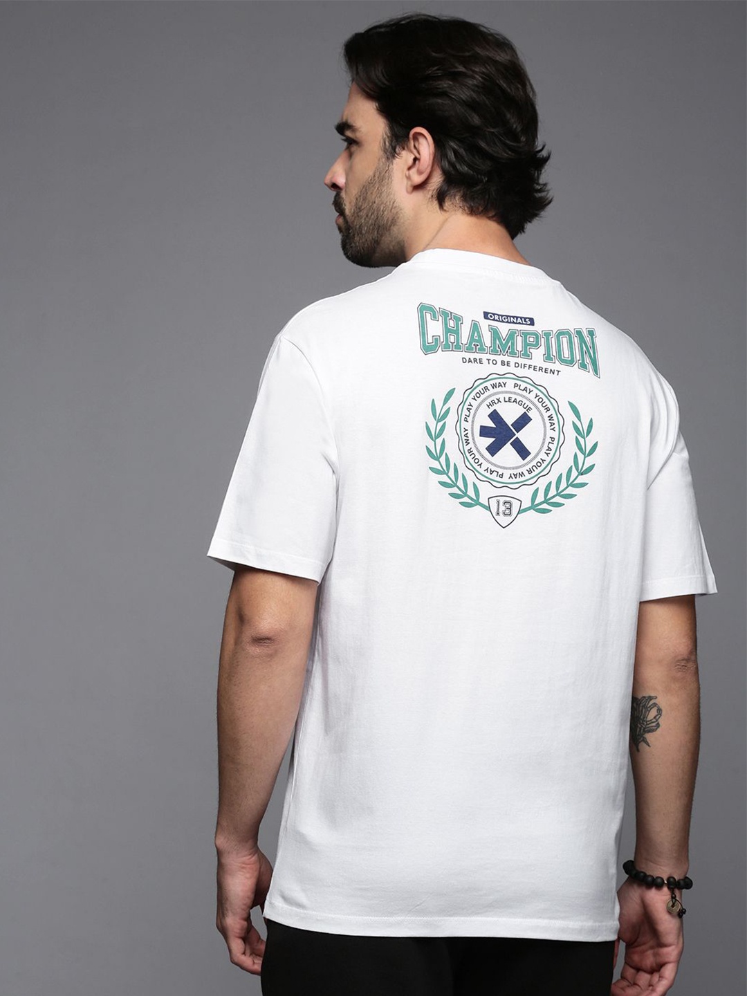 

HRX by Hrithik Roshan Men Typography Printed Round Neck T-shirt, White