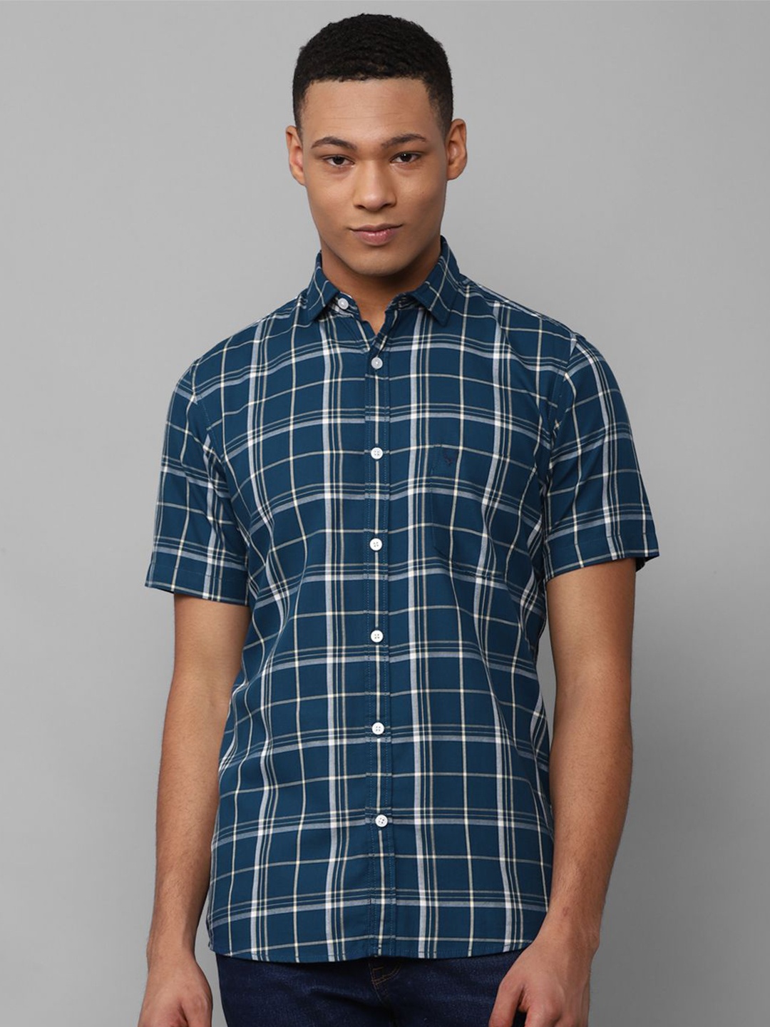 

Allen Solly Men Tartan Checks Opaque Checked Casual Shirt, Blue
