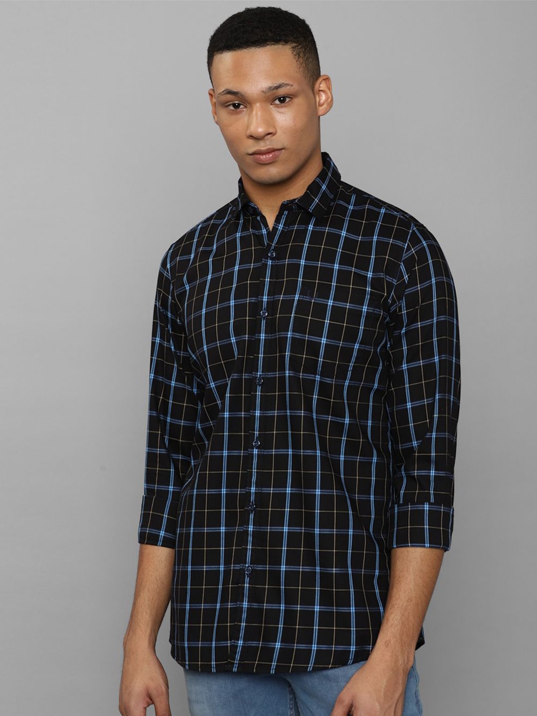 

Allen Solly Men Tartan Checks Opaque Checked Casual Shirt, Black