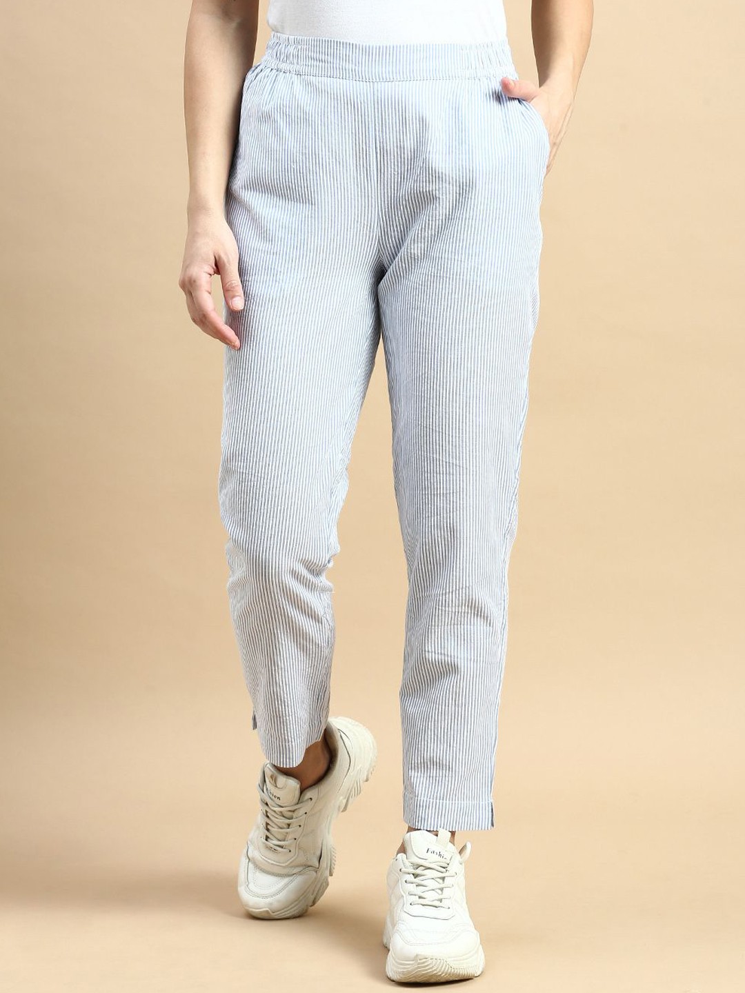 

De Moza Women Trousers, Blue