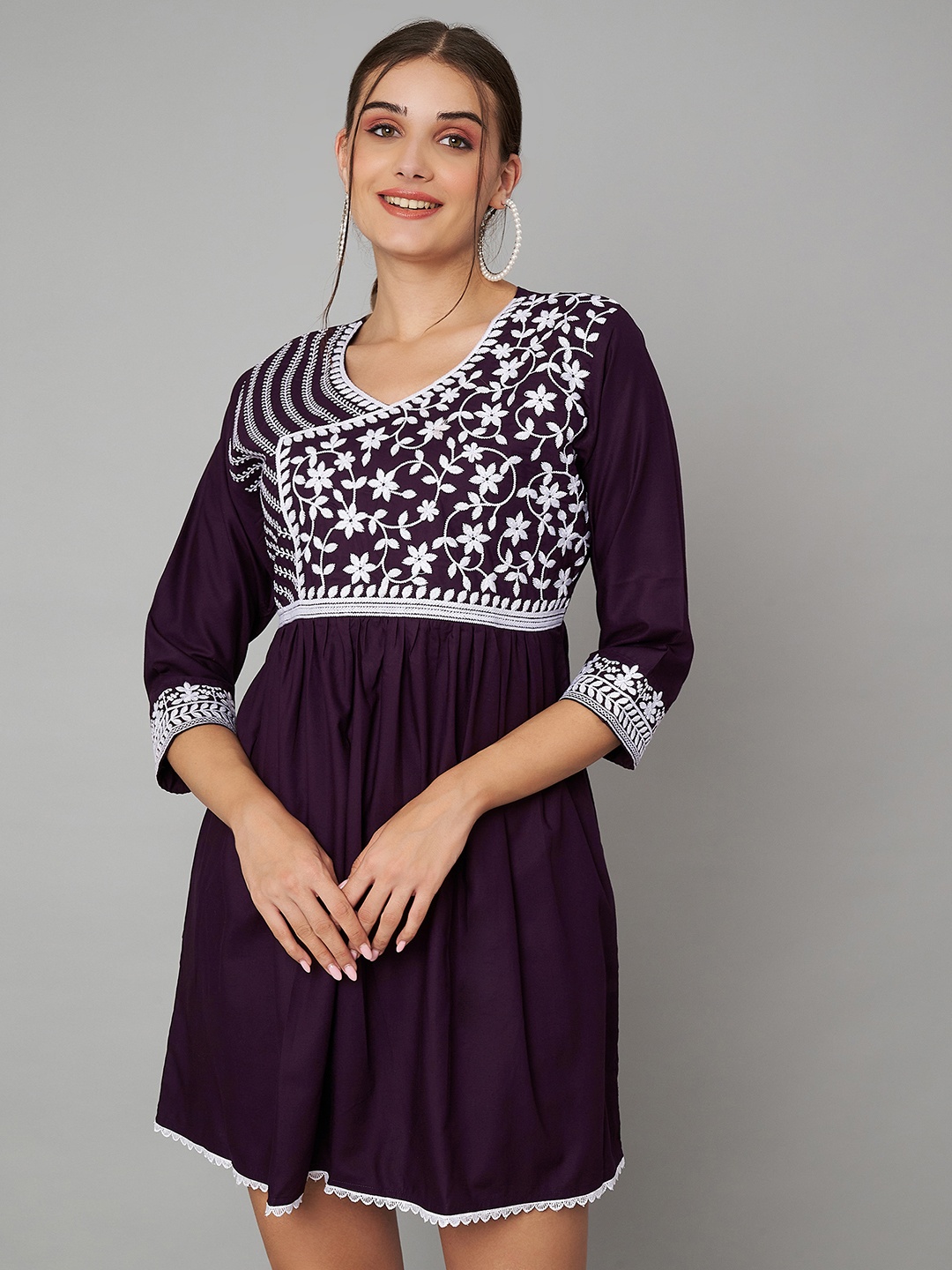 

KOI SLEEPWEAR Fit & Flare Mini Dress, Purple