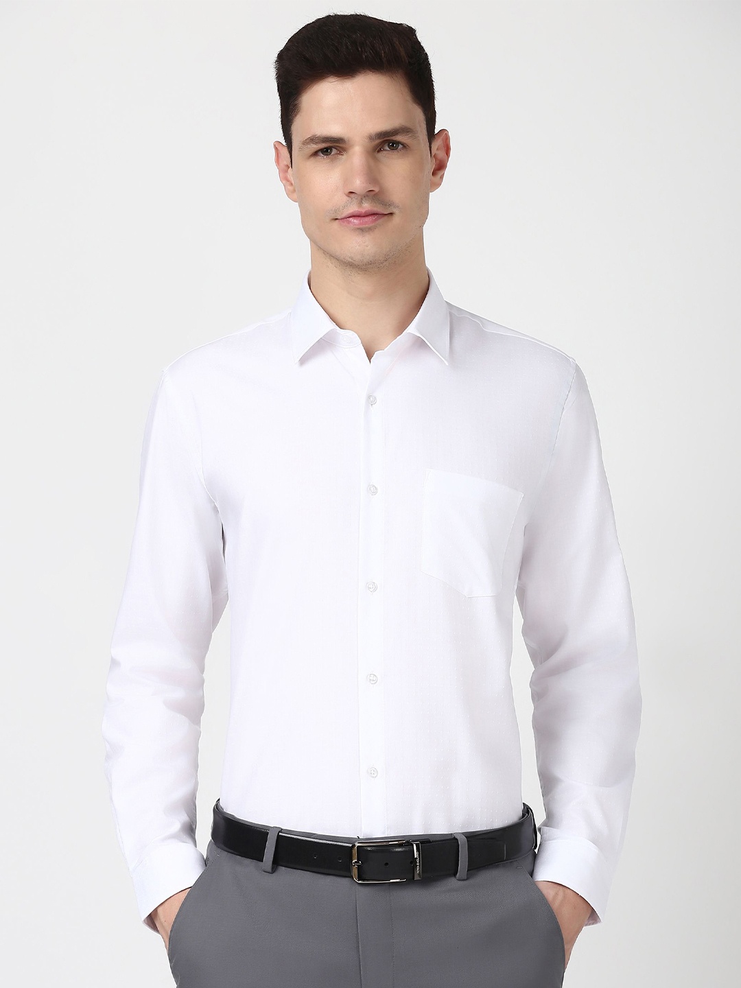 

Peter England Men Solid Slim Fit Opaque Formal Shirt, White