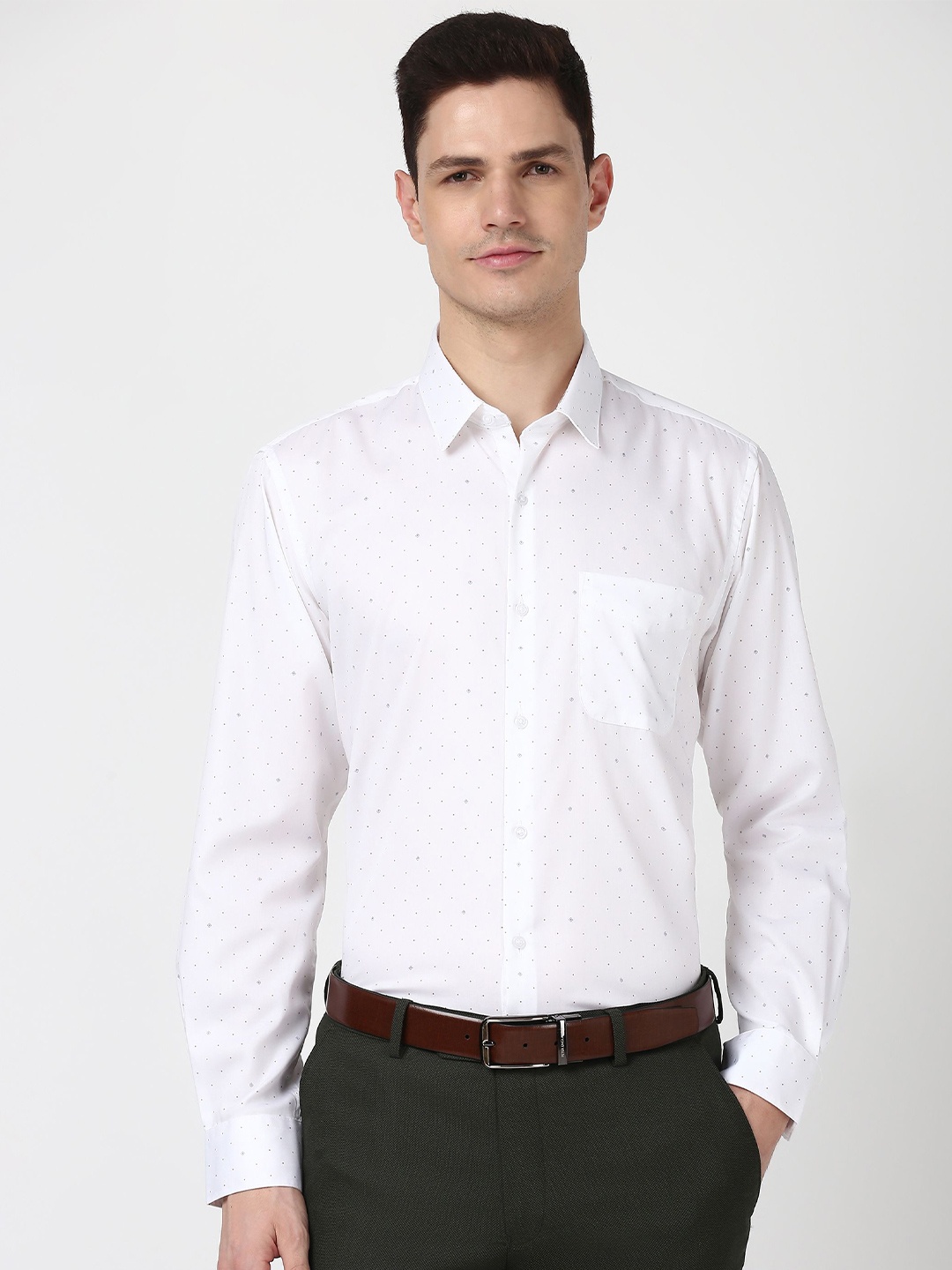 

Peter England Men Micro Ditsy Printed Opaque Formal Shirt, White