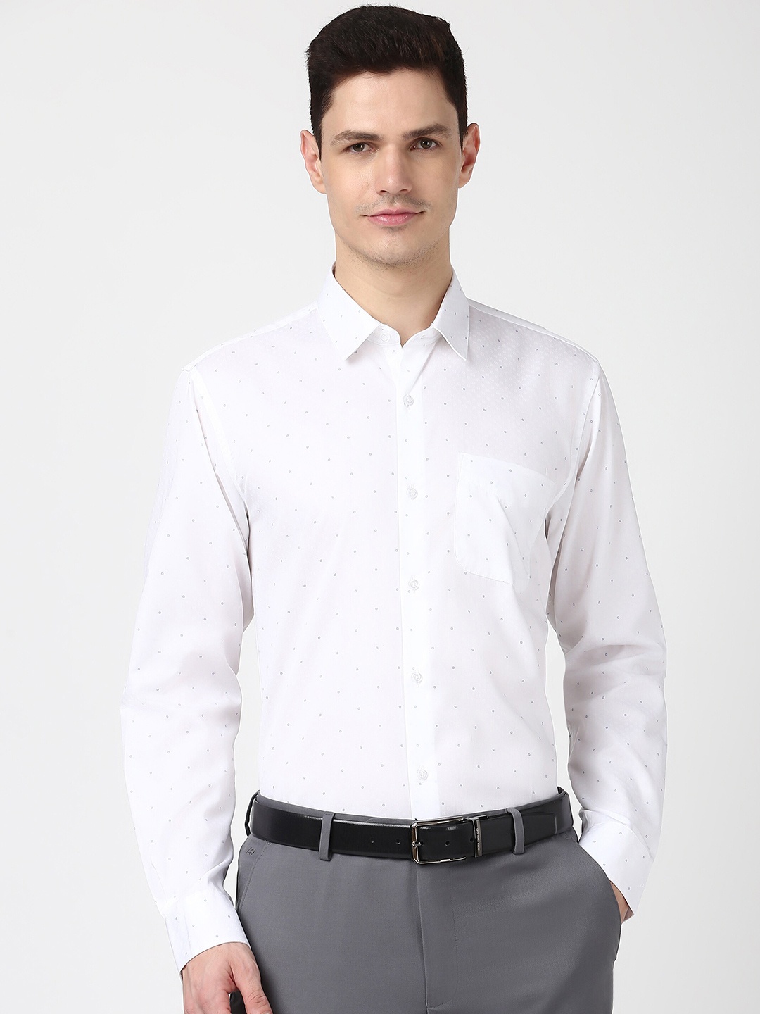 

Peter England Men Micro Ditsy Printed Opaque Formal Shirt, White