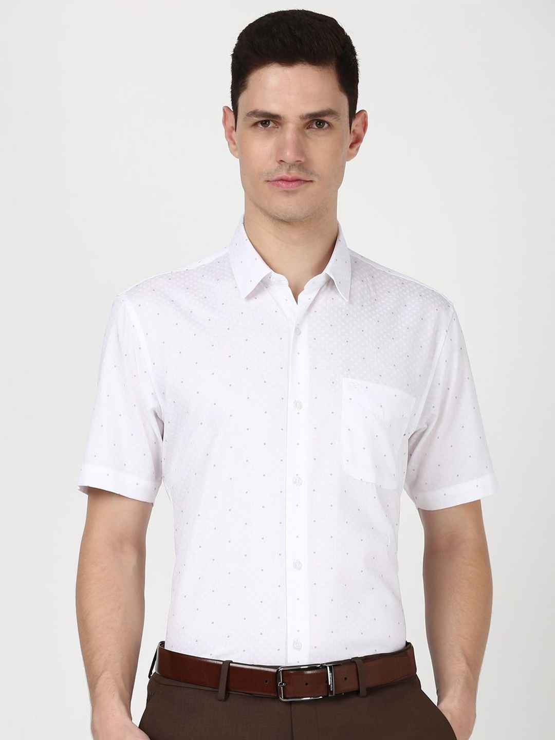

Peter England Men Micro Ditsy Printed Opaque Formal Shirt, White