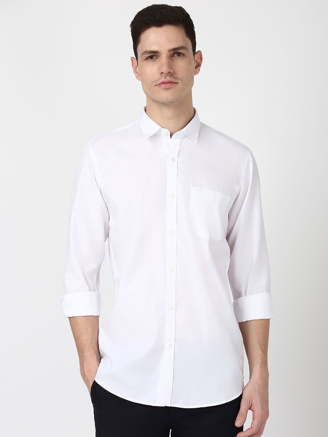 

Peter England Casuals Men Solid Slim Fit Opaque Casual Shirt, White