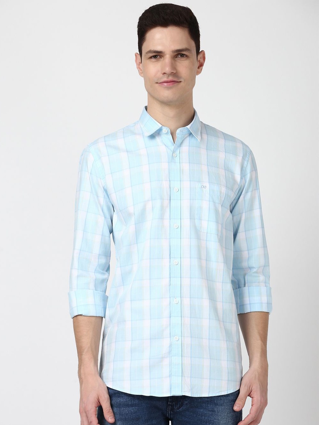 

Peter England Casuals Men Other Checks Checked Slim Fit Opaque Casual Shirt, Blue