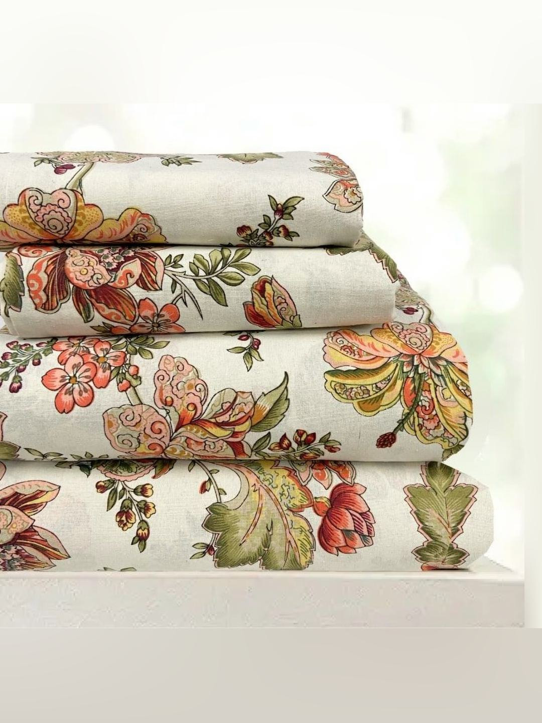 

SAJAVAT Unisex Floral Printed 1 Piece Double Bedsheet with 2 Pillow Covers, Orange