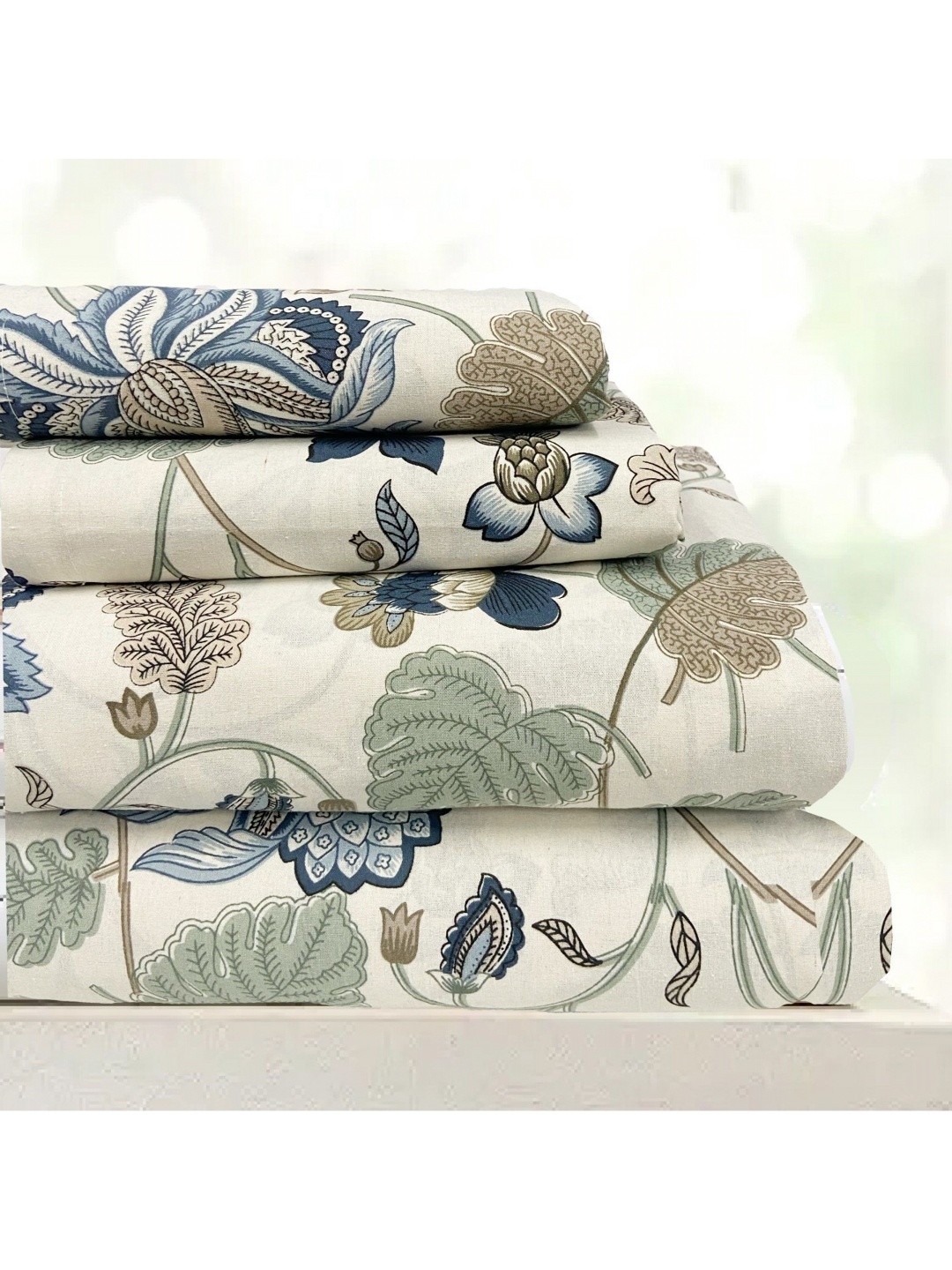 

SAJAVAT Unisex Floral Printed 1 Piece Double Bedsheet with 2 Pillow Covers, Blue