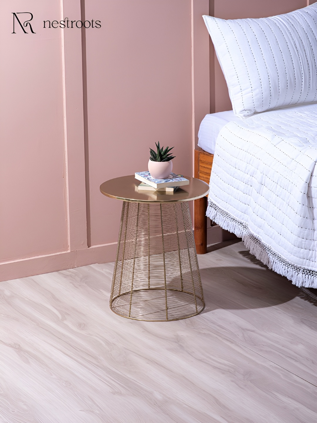 

nestroots Tufted Metal Mesh Side Tables, Copper