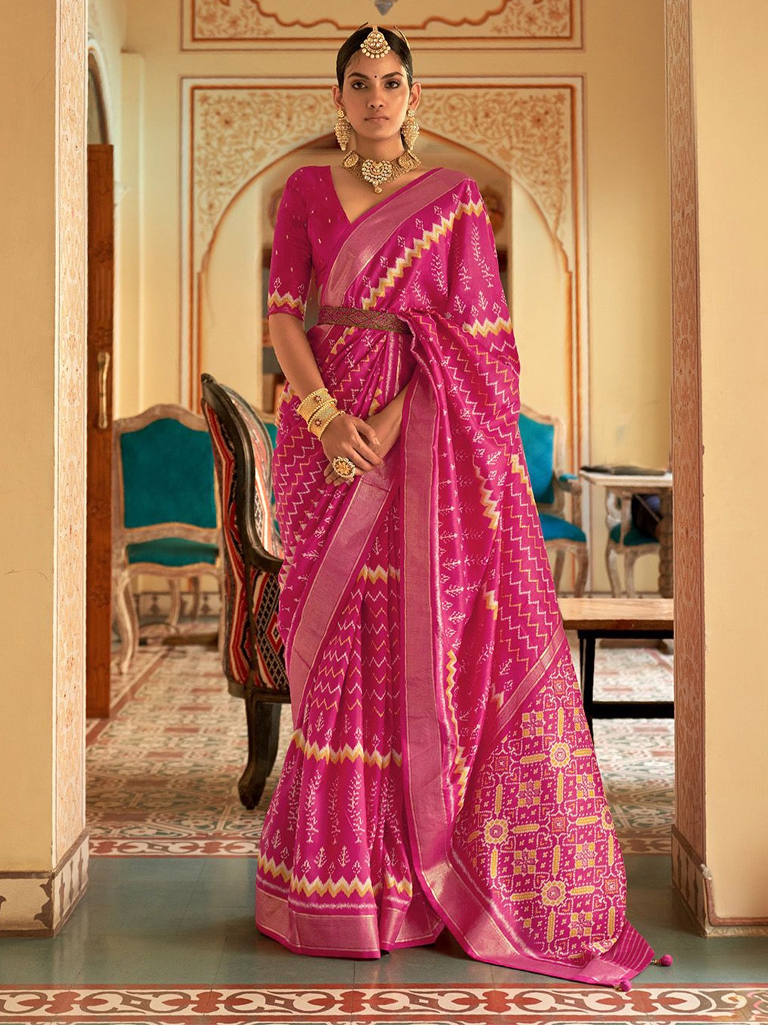 

Ishin Zari Banarasi Saree, Pink