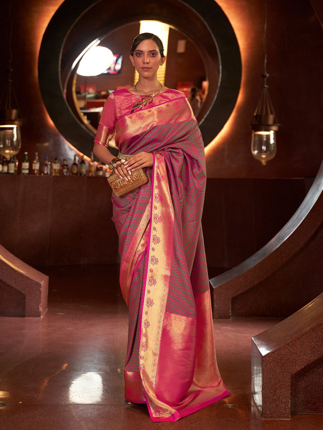 

Ishin Woven Design Zari Banarasi Saree, Maroon