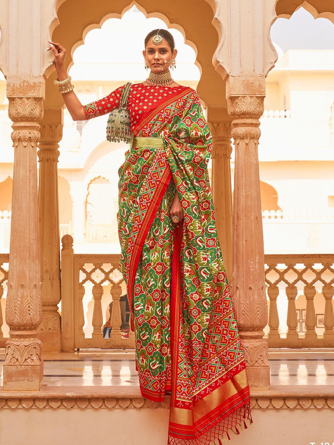 

Ishin Ethnic Motifs Patola Saree, Red