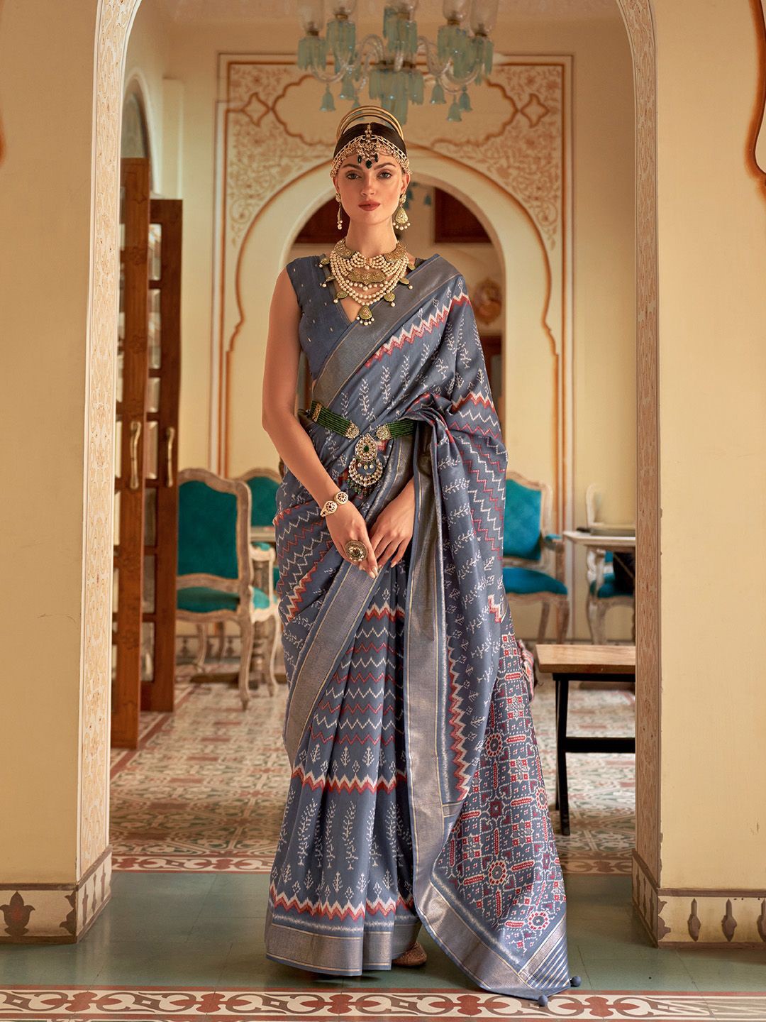 

Ishin Zari Patola Saree, Blue