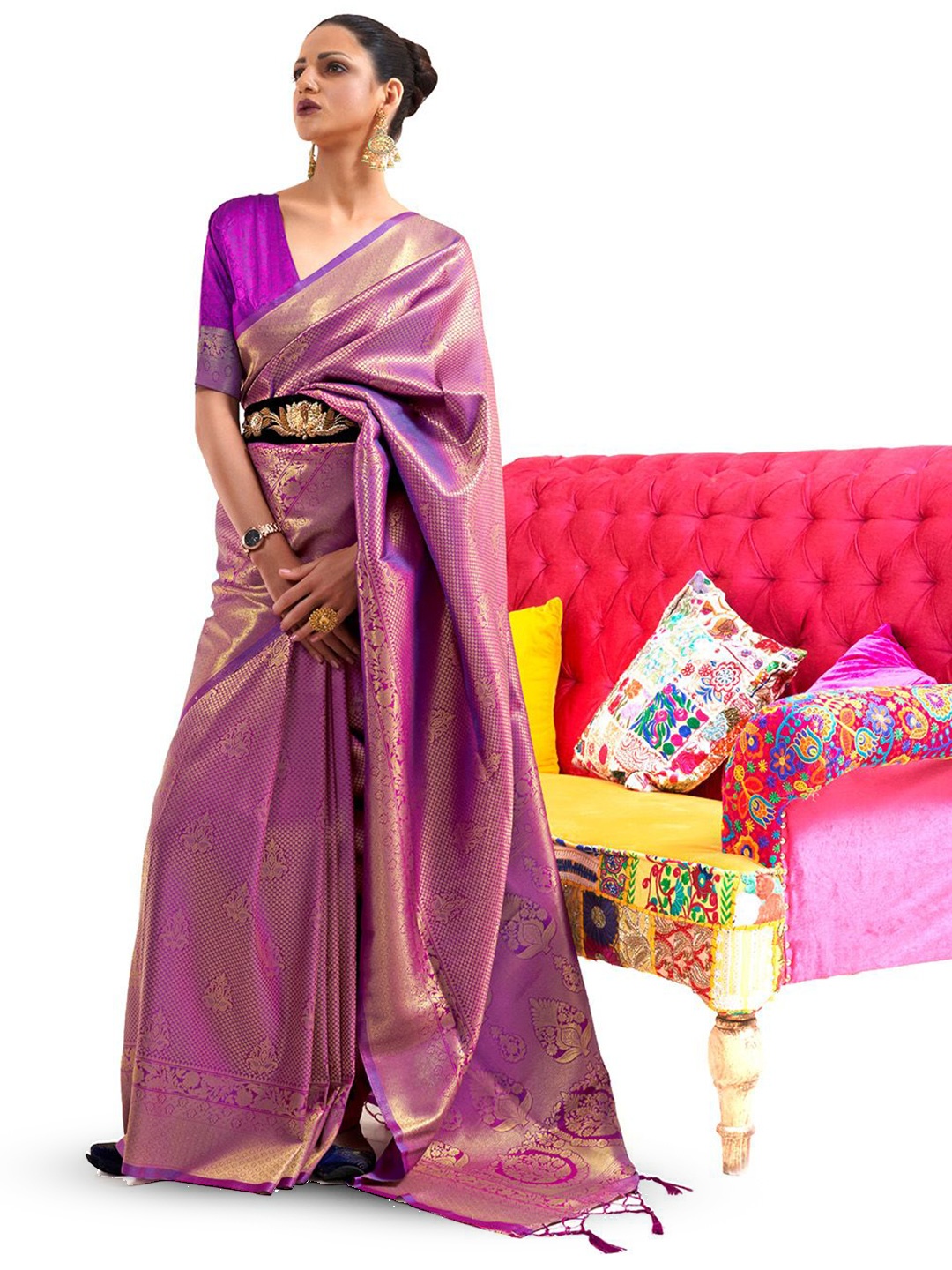 

Ishin Woven Design Banarasi Saree, Purple