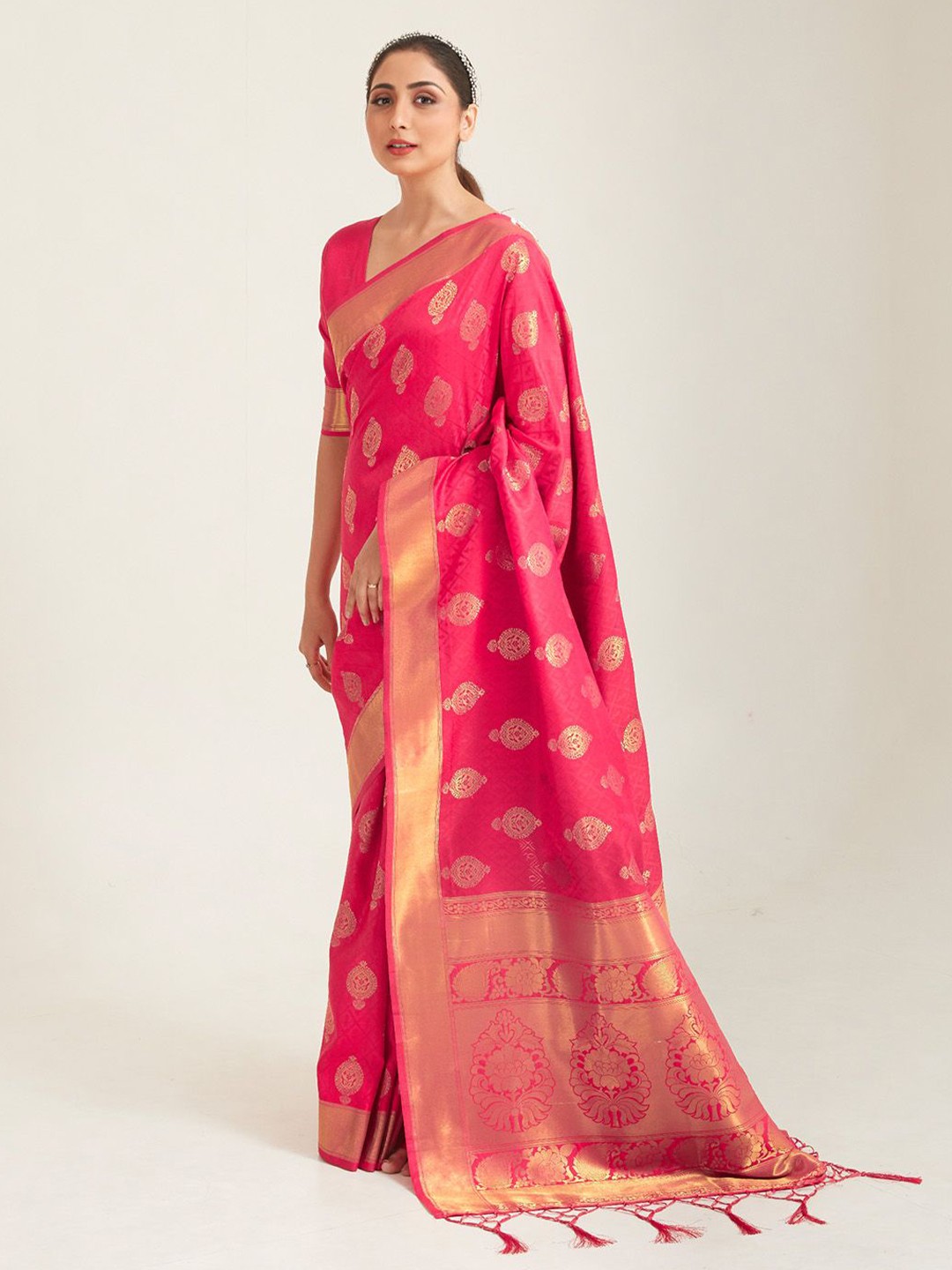 

Ishin Woven Design Banarasi Saree, Pink