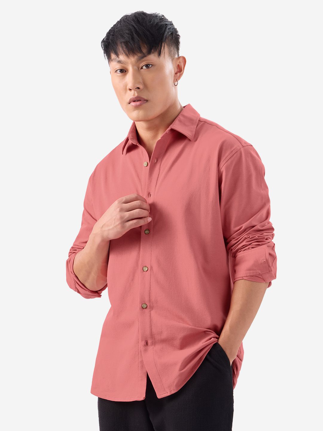 

The Souled Store Men Spread Collar Casual Shirt, Pink