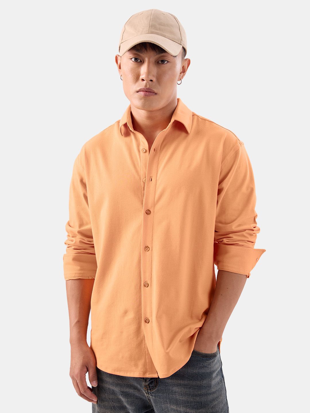 

The Souled Store Men Cotton Spread Collar Casual Shirt, Orange
